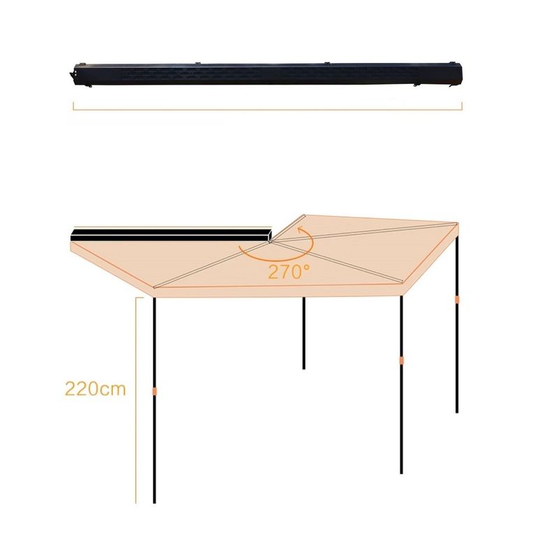 Свободно стоящий 270 градусов Fox Wing Awning для Premier Car Fitment в алюминиевой оболочке